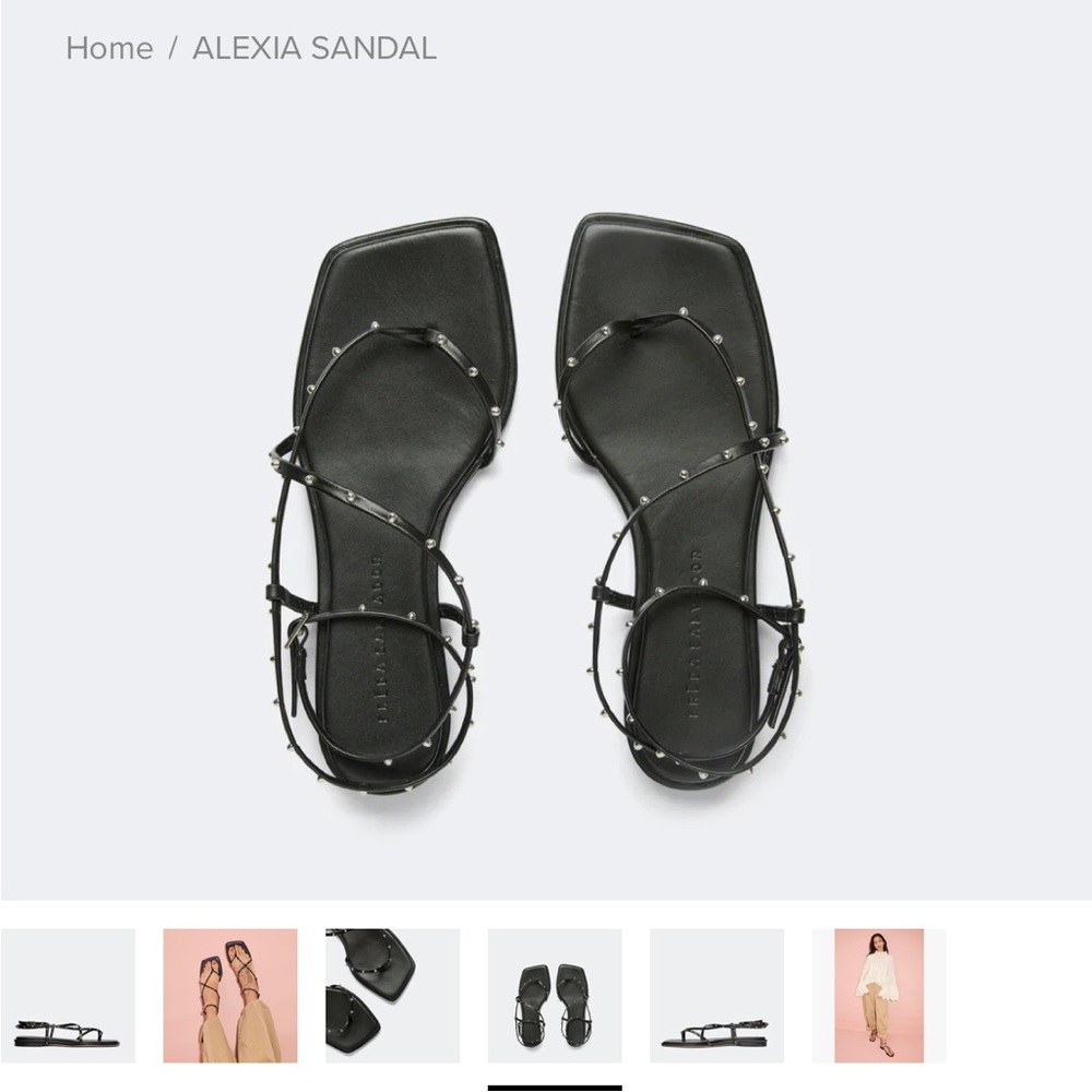 Freda Salvador Alexia Black Sandals Silver Studs NEW